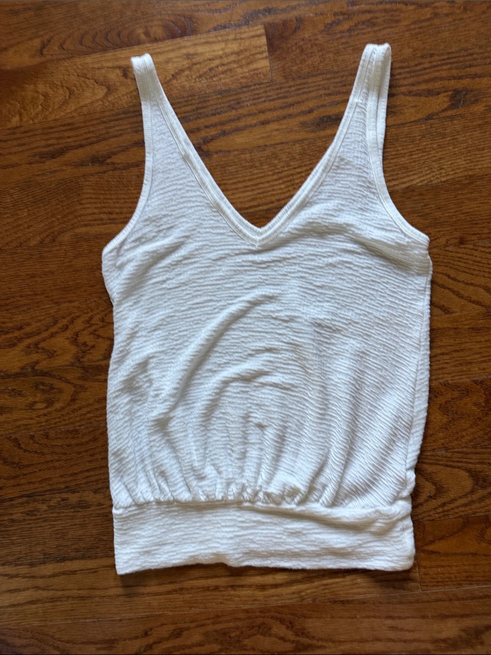 Anthropologie Cream V-Neck Ribbed Tank